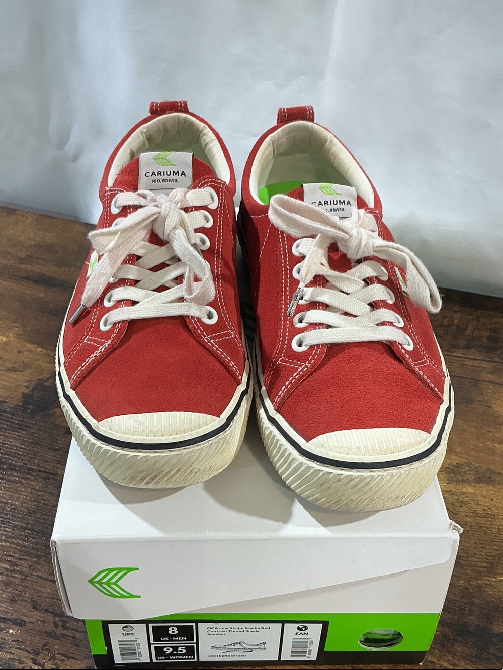 Cariuma Red Canvas Low-Top Sneakers with White Laces